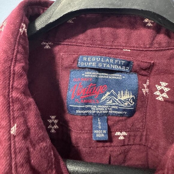 Old Navy vintage flannel shirt 100% cotton 2012 winter burgen mens size large - Picture 3 of 5